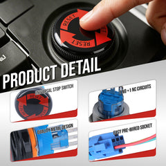 16mm Emergency Stop Pushbutton Switch 1NO1NC 250V 5A with Quick connect Terminals
