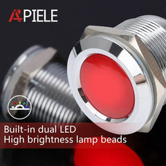22mm Indicator Light 1/2" Waterproof IP67 Metal Signal Lamp AC/DC LED Pilot Dash Lamp Concave Head for Car Truck Boat (Multi-colored, 22mm)