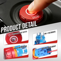 16mm Emergency Stop Pushbutton Switch LED 1NO1NC 250V 5A Red IP67 with Quickconnect Terminals