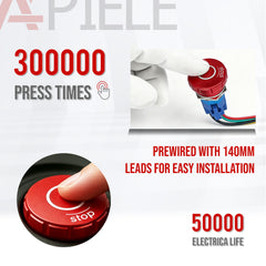16mm 19mm 22mm Emergency Stop Pushbutton Switch 1NO1NC 250V 5A Red with Quickconnect Terminals