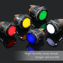 19mm Indicator Light 1/2" Waterproof IP67 Metal Signal Lamp AC/DC LED Pilot Dash Lamp Concave Head for Car Truck Boat (Multi-colored, 19mm)