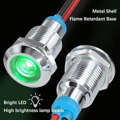 APIELE 5PCS LED Indicator Light 10mm Waterproof IP65 Metal Signal Lamp  AC/DC with 150mm Wire for Car Truck Boat