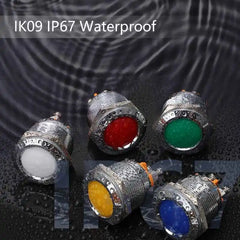 22mm Indicator Light 1/2" Waterproof IP67 Metal Signal Lamp AC/DC LED Pilot Dash Lamp Concave Head for Car Truck Boat (Multi-colored, 22mm)