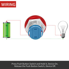 APIELE 16mm 19mm 22mm 10A Mushroom Head Momentary Push Button Switch IP65 Waterproof SPST 1NO Push Button 12V 24V 36V DC 110V 250V AC 10A