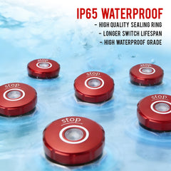 22mm Emergency Stop Pushbutton Switch LED 1NO1NC 250V 5A Red IP67 with Quickconnect Terminals