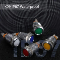 12mm Indicator Light 1/2" Waterproof IP67 Metal Signal Lamp AC/DC LED Pilot Dash Lamp Concave Head for Car Truck Boat (Multi-colored, 12mm)