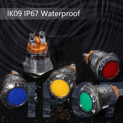 16mm Indicator Light 1/2" Waterproof IP67 Metal Signal Lamp 12V AC/DC LED Pilot Dash Lamp Concave Head for Car Truck Boat (Multi-colored, 16mm)