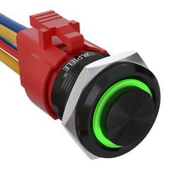 10 Amp 22mm Momentary Push Button Switch Angel Eye LED Waterproof Stainless Steel Round Self Reset 7/8'' 1NO 1NC