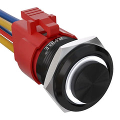 10 Amp 22mm Momentary Push Button Switch Angel Eye LED Waterproof Stainless Steel Round Self Reset 7/8'' 1NO 1NC