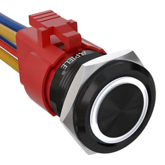 10 Amp 22mm Momentary Push Button Switch Angel Eye LED Waterproof Stainless Steel Round Self Reset 7/8'' 1NO 1NC