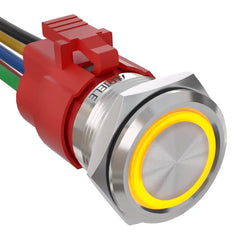 5 Amp 22mm Momentary Push Button Switch Ring Led Car Metal with Socket Plug 1NO1NC SPDT ON/Off