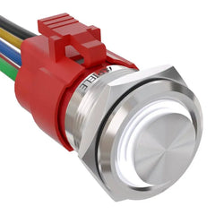 5 Amp 22mm Momentary Push Button Switch Ring Led Car Metal with Socket Plug 1NO1NC SPDT ON/Off