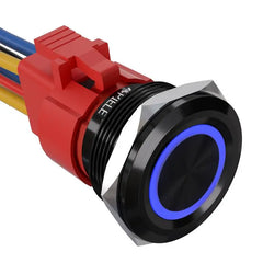 10 Amp 25mm Momentary Push Button Switch Angel Eye LED Waterproof Stainless Steel Round Self-Reset 1'' 1NO 1NC