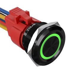 10 Amp 25mm Momentary Push Button Switch Angel Eye LED Waterproof Stainless Steel Round Self-Reset 1'' 1NO 1NC