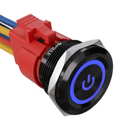 10 Amp 25mm Momentary Push Button Switch Angel Eye LED Waterproof Stainless Steel Round Self-Reset 1'' 1NO 1NC