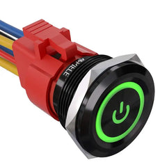 10 Amp 25mm Momentary Push Button Switch Angel Eye LED Waterproof Stainless Steel Round Self-Reset 1'' 1NO 1NC