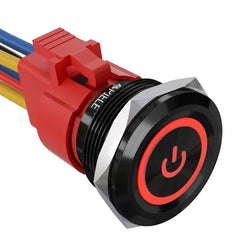 10 Amp 25mm Momentary Push Button Switch Angel Eye LED Waterproof Stainless Steel Round Self-Reset 1'' 1NO 1NC