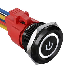 10 Amp 25mm Latching Push Button Switch Angel Eye LED Waterproof Stainless Steel Round Self Locking 1'' 1NO 1NC