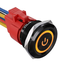 10 Amp 25mm Momentary Push Button Switch Angel Eye LED Waterproof Stainless Steel Round Self-Reset 1'' 1NO 1NC