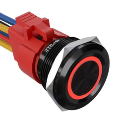 10 Amp 25mm Momentary Push Button Switch Angel Eye LED Waterproof Stainless Steel Round Self-Reset 1'' 1NO 1NC