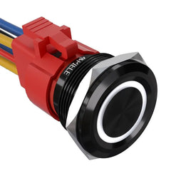 10 Amp 25mm Momentary Push Button Switch Angel Eye LED Waterproof Stainless Steel Round Self-Reset 1'' 1NO 1NC