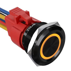 10 Amp 25mm Momentary Push Button Switch Angel Eye LED Waterproof Stainless Steel Round Self-Reset 1'' 1NO 1NC