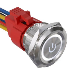 10 Amp 25mm Latching Push Button Switch Angel Eye LED Waterproof Stainless Steel Round Self Locking 1'' 1NO 1NC