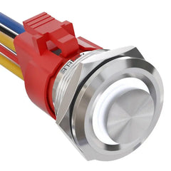 10 Amp 25mm Momentary Push Button Switch Angel Eye LED Waterproof Stainless Steel Round Self-Reset 1'' 1NO 1NC