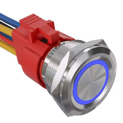 10 Amp 25mm Momentary Push Button Switch Angel Eye LED Waterproof Stainless Steel Round Self-Reset 1'' 1NO 1NC
