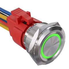 10 Amp 25mm Momentary Push Button Switch Angel Eye LED Waterproof Stainless Steel Round Self-Reset 1'' 1NO 1NC