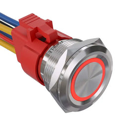10 Amp 25mm Momentary Push Button Switch Angel Eye LED Waterproof Stainless Steel Round Self-Reset 1'' 1NO 1NC