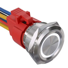 10 Amp 25mm Momentary Push Button Switch Angel Eye LED Waterproof Stainless Steel Round Self-Reset 1'' 1NO 1NC