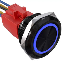30mm Momentary Push Button Switch Angel Eye LED Waterproof Stainless Steel Round Self-Locking 1.18'' 1NO 1NC