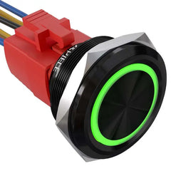 30mm Momentary Push Button Switch Angel Eye LED Waterproof Stainless Steel Round Self-Locking 1.18'' 1NO 1NC