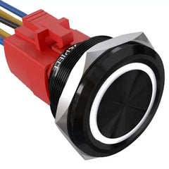 30mm Momentary Push Button Switch Angel Eye LED Waterproof Stainless Steel Round Self-Locking 1.18'' 1NO 1NC