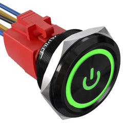 30mm Momentary Push Button Switch Angel Eye LED Waterproof Stainless Steel Round Self-Locking 1.18'' 1NO 1NC