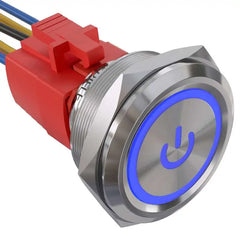 30mm Momentary Push Button Switch Angel Eye LED Waterproof Stainless Steel Round Self-Locking 1.18'' 1NO 1NC