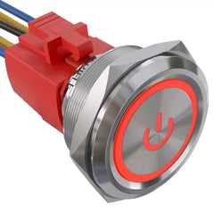 30mm Momentary Push Button Switch Angel Eye LED Waterproof Stainless Steel Round Self-Locking 1.18'' 1NO 1NC