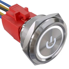 30mm Momentary Push Button Switch Angel Eye LED Waterproof Stainless Steel Round Self-Locking 1.18'' 1NO 1NC