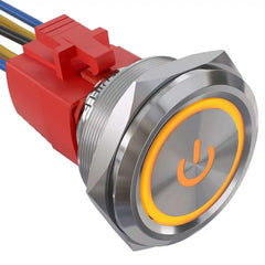 30mm Momentary Push Button Switch Angel Eye LED Waterproof Stainless Steel Round Self-Locking 1.18'' 1NO 1NC