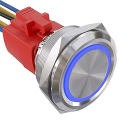 30mm Momentary Push Button Switch Angel Eye LED Waterproof Stainless Steel Round Self-Locking 1.18'' 1NO 1NC