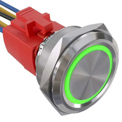 30mm Momentary Push Button Switch Angel Eye LED Waterproof Stainless Steel Round Self-Locking 1.18'' 1NO 1NC