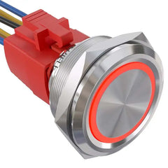 30mm Momentary Push Button Switch Angel Eye LED Waterproof Stainless Steel Round Self-Locking 1.18'' 1NO 1NC