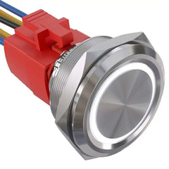 30mm Momentary Push Button Switch Angel Eye LED Waterproof Stainless Steel Round Self-Locking 1.18'' 1NO 1NC
