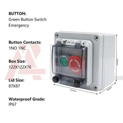 APIELE IP67 Outdoor Waterproof Button Switch Box Emergency Stop Button Switch with Protective Cover Anti-Misoperation Switch