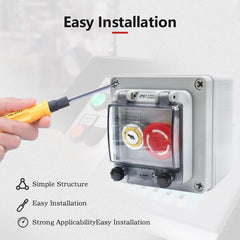 APIELE IP67 Outdoor Waterproof Button Switch Box Emergency Stop Button Switch with Protective Cover Anti-Misoperation Switch