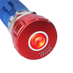 19mm Emergency Stop Pushbutton Switch LED 1NO1NC 250V 5A Red IP67 with Quickconnect Terminals