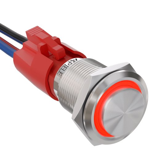 10 Amp 19mm Latching Stainless Steel/Aluminium alloy Push Button Switch LED Waterproof Round Self-Locking 1NO - Red/Stainless steel-High Head