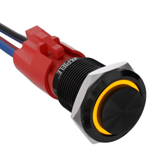 10 Amp 19mm Latching Stainless Steel/Aluminium alloy Push Button Switch LED Waterproof Round Self-Locking 1NO - White/Stainless steel-High Head