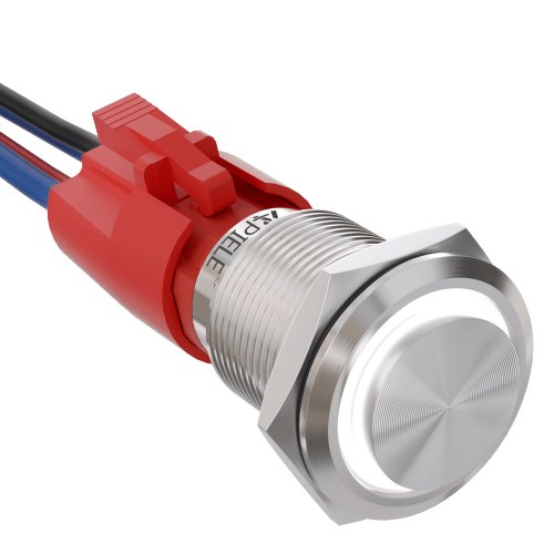10 Amp 19mm Latching Stainless Steel/Aluminium alloy Push Button Switch LED Waterproof Round Self-Locking 1NO - White/Stainless steel-High Head